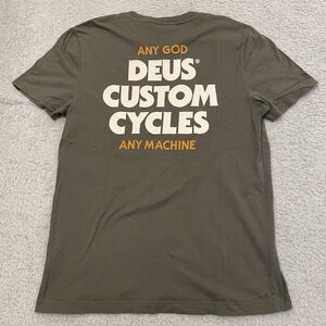 Deus Ex Machina Custom Cycles T-Shirt Mens Medium Olive Green Stairway Tee